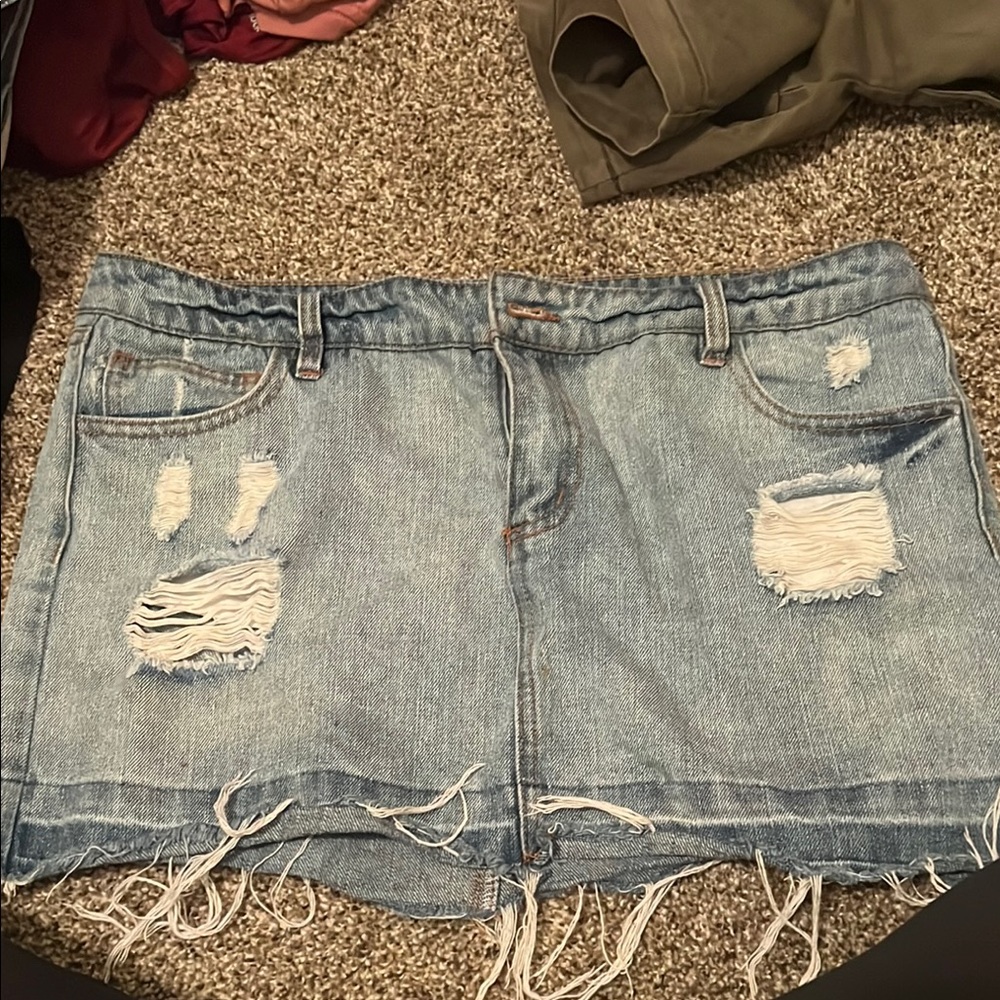Refuge Light Blue Denim Skirt